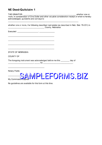 Nebraska Quitclaim Deed Form 2 pdf free